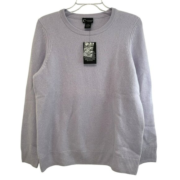 By Bloomingdales Lavender Serenity Blue Cashmere Crewneck Sweater L - Picture 2 of 5